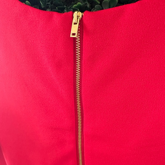 Sharagano Red Cold Shoulder Dress with Black Embroidery Detail - Picture 3 of 6